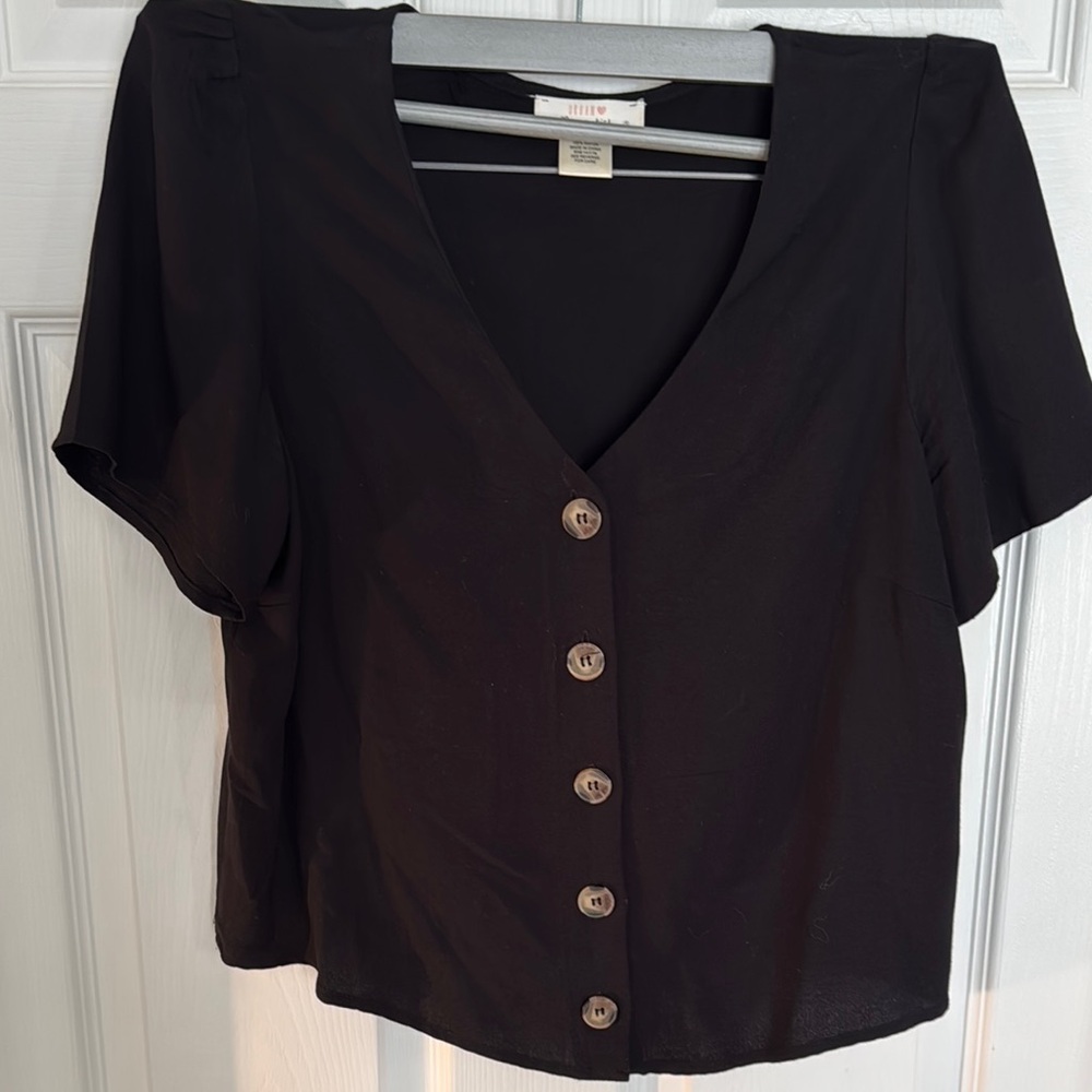 Black Button-Up Women's Top
